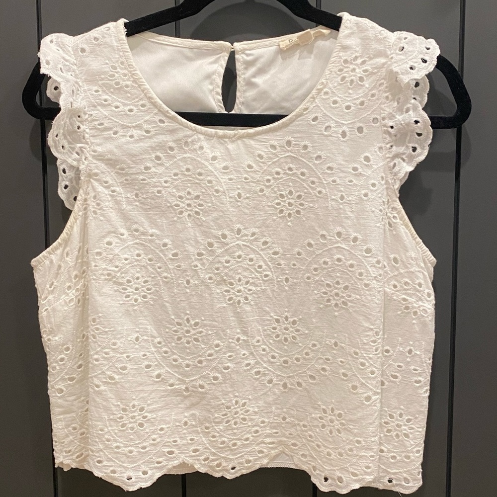 REBELLION white embroidered cropped top